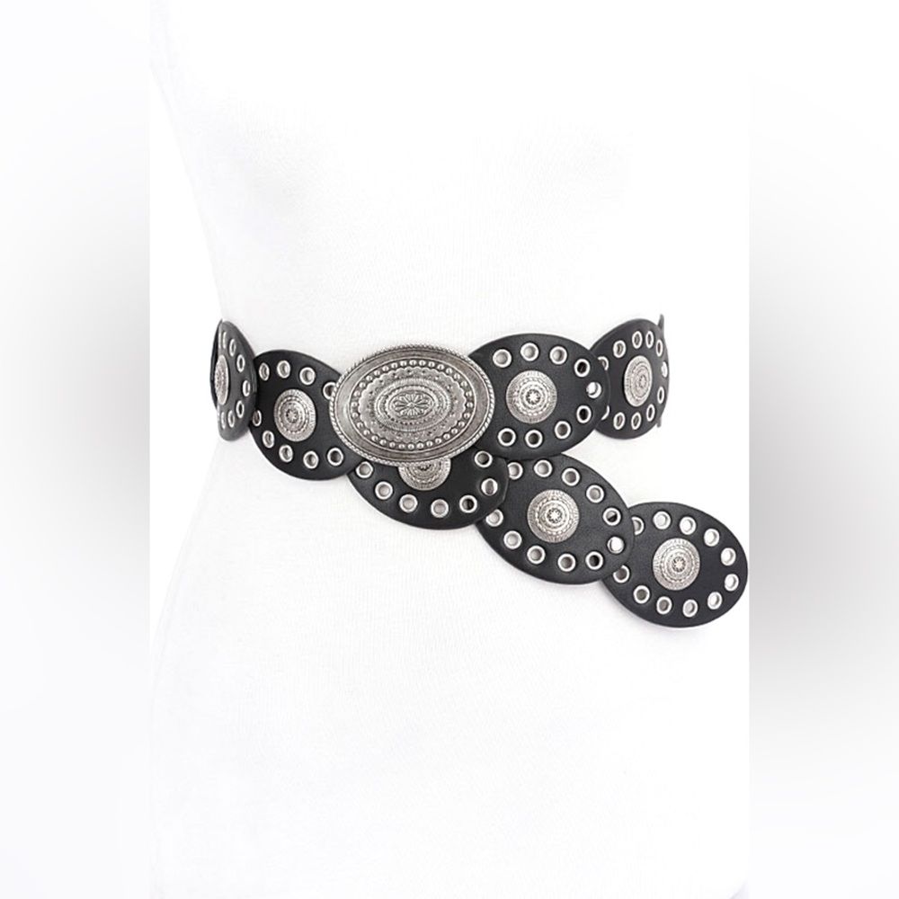 Vegan Leather Western Concho Statement Belt